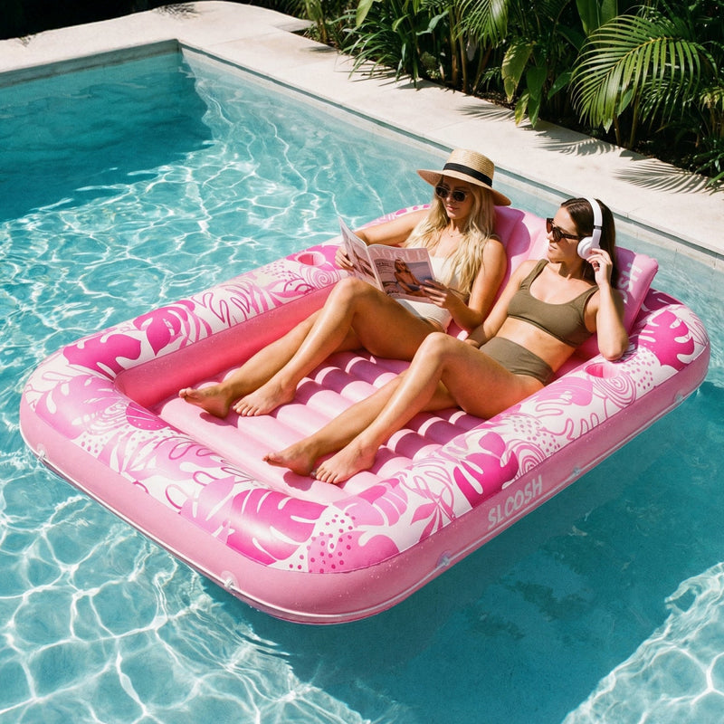 SLOOSH Inflatable Tanning Pool Lounger Float, Blue-XL, 85