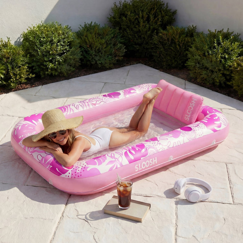 SLOOSH Inflatable Tanning Pool Lounger Float, Blue-L, 70