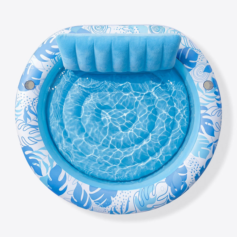 SLOOSH Inflatable Pool Float Lounge Round Tanning Pool, Champagne, 72