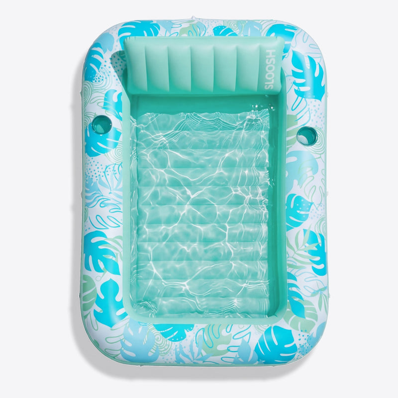 SLOOSH Tropical Leaves Inflatable Tanning Pool, Tropical Blue, 70