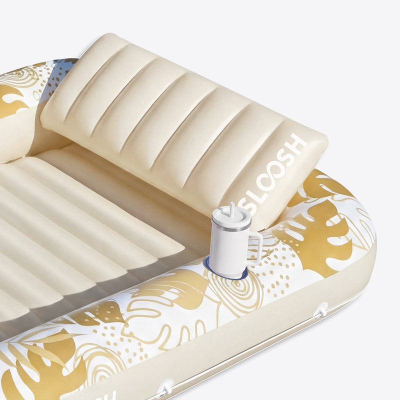 SLOOSH Inflatable Tanning Pool Lounger Float, Cyan Pink XL, 85