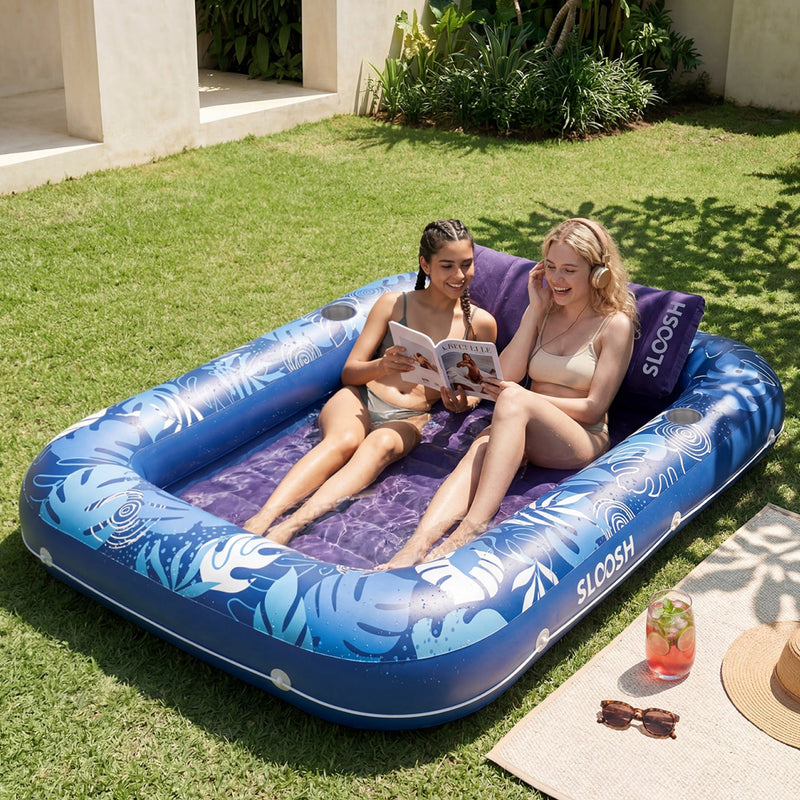 SLOOSH Inflatable Tanning Pool Lounger Float, Oatmeal White XL, 85