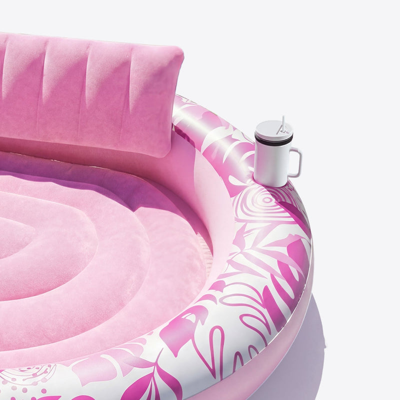 SLOOSH Inflatable Pool Float Lounge Round Tanning Pool, Champagne, 72
