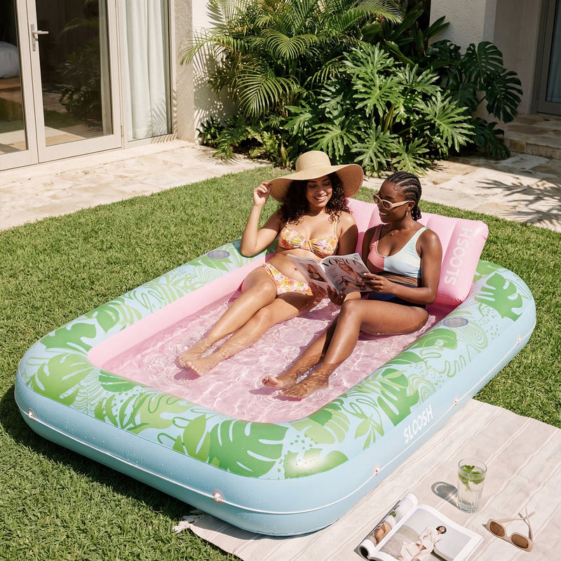 SLOOSH Inflatable Tanning Pool Lounger Float, Oatmeal White XL, 85
