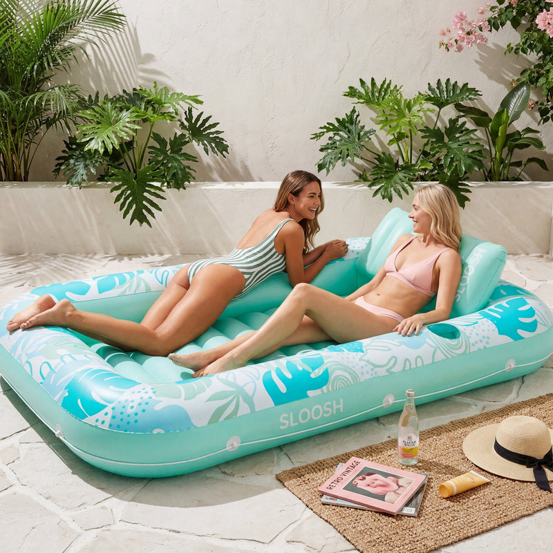 SLOOSH Inflatable Tanning Pool Lounger Float, Oatmeal White XL, 85