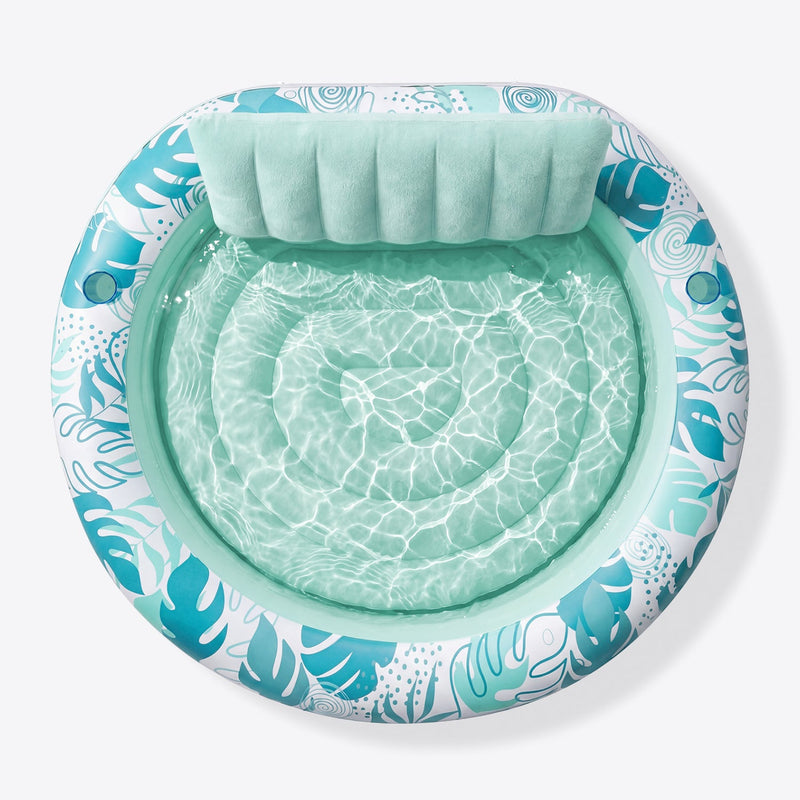 SLOOSH Inflatable Pool Float Lounge Round Tanning Pool, Cyan, 72