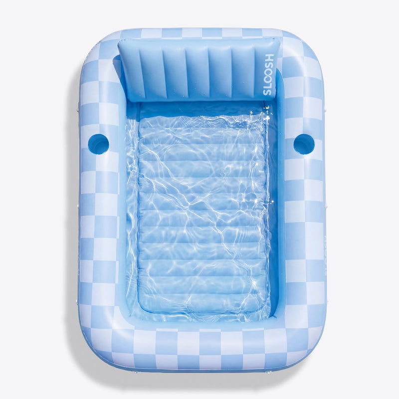 SLOOSH Inflatable Tanning Pool Lounger Float, Blue Checker, 70