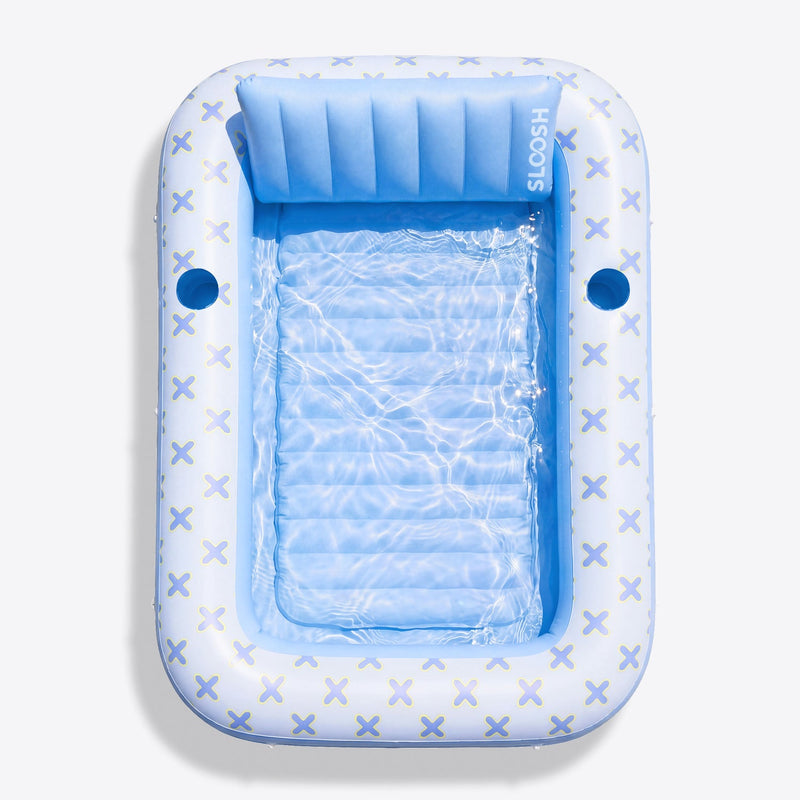 SLOOSH Inflatable Tanning Pool Lounger Float, Blue Checker, 70