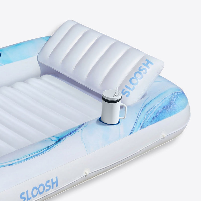 SLOOSH Inflatable Tanning Pool Lounger Float, Blue Checker, 70