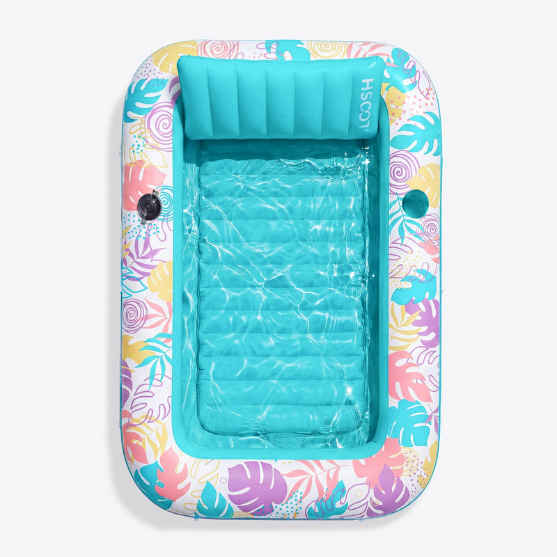 SLOOSH Tropical Inflatable Tanning Pool, Aqua Blue Tropical, 85