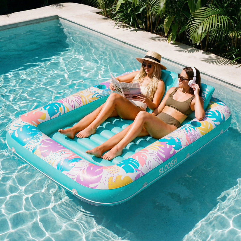 SLOOSH Tropical Inflatable Tanning Pool, Purple Tropical, 85